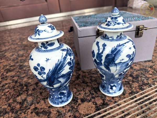 古玩陶瓷青化錦雞牡丹紋雞腿罐真品鑒賞圖