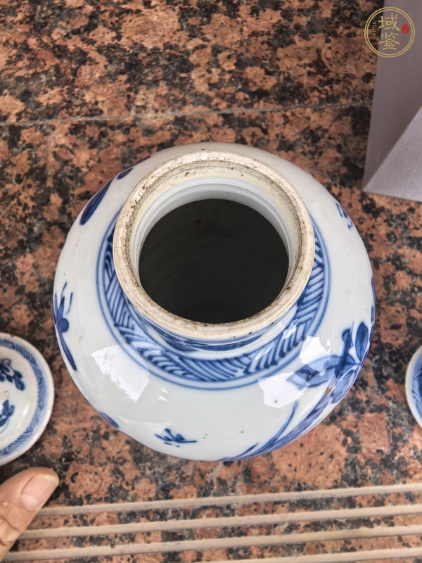 古玩陶瓷青化錦雞牡丹紋雞腿罐真品鑒賞圖
