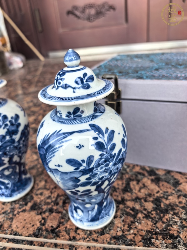 古玩陶瓷青化錦雞牡丹紋雞腿罐真品鑒賞圖