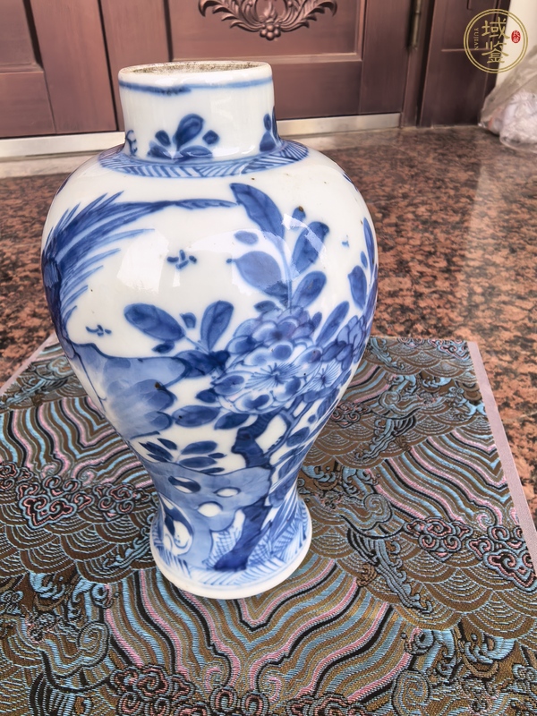 古玩陶瓷青化錦雞牡丹紋雞腿罐真品鑒賞圖