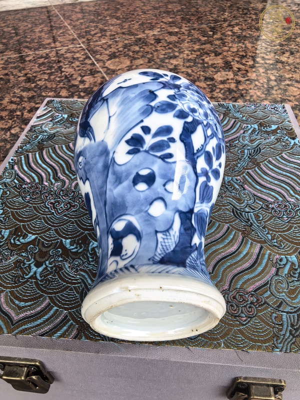 古玩陶瓷青化錦雞牡丹紋雞腿罐真品鑒賞圖