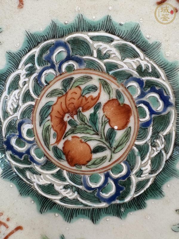 古玩陶瓷粉彩福壽紋盤真品鑒賞圖