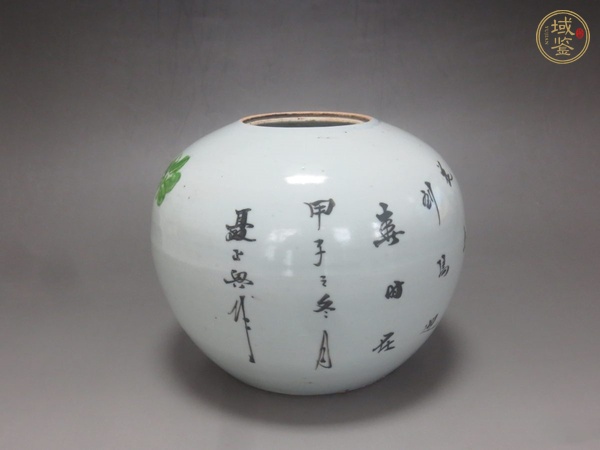 古玩陶瓷粉彩花鳥紋西瓜罐真品鑒賞圖