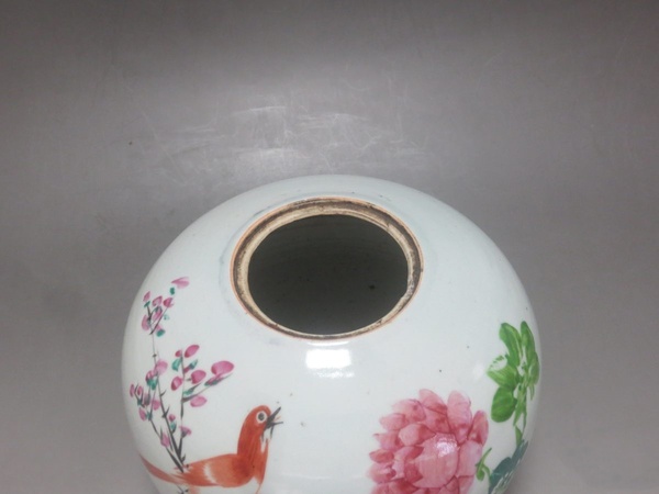 古玩陶瓷粉彩花鳥紋西瓜罐拍賣，當前價格1388元