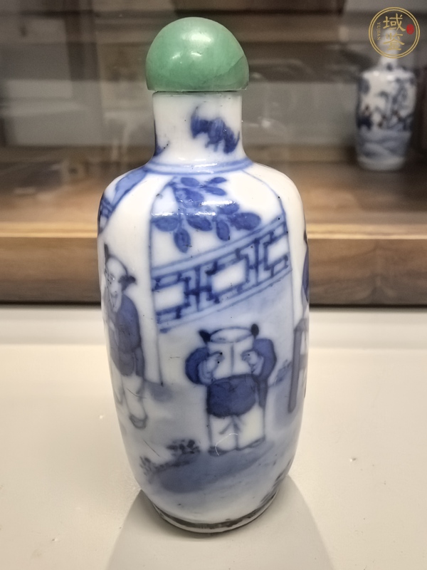 古玩陶瓷教子圖青花鼻煙壺真品鑒賞圖