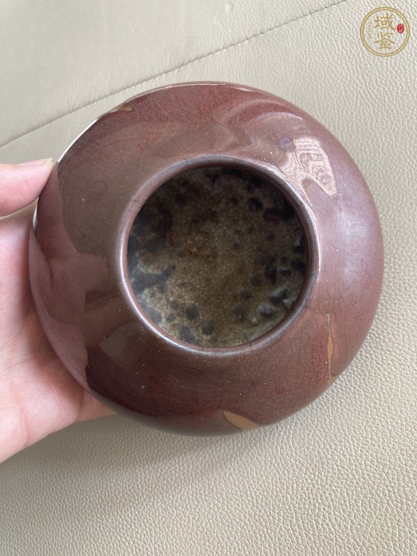 古玩陶瓷郎紅釉水盂，平臺(tái)不允許估價(jià)真品鑒賞圖