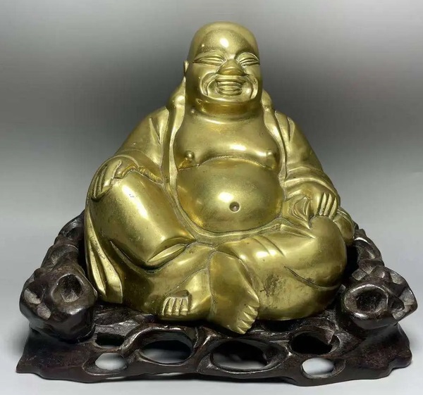 古玩雜項大尺寸清代彌勒佛銅造像拍賣，當(dāng)前價格5800元