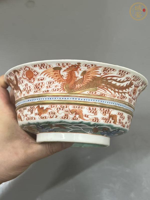 古玩陶瓷清嘉慶 礬紅龍鳳紋盉碗真品鑒賞圖