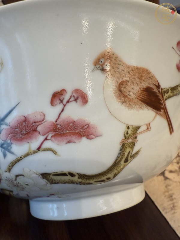 古玩陶瓷粉彩花鳥(niǎo)紋大碗真品鑒賞圖