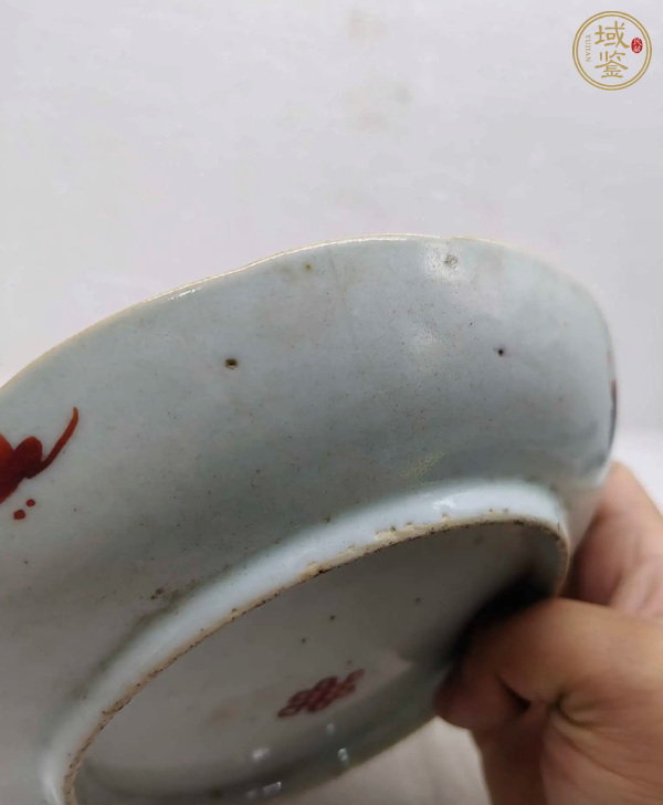 古玩陶瓷清晚期粉彩竹紋盤真品鑒賞圖