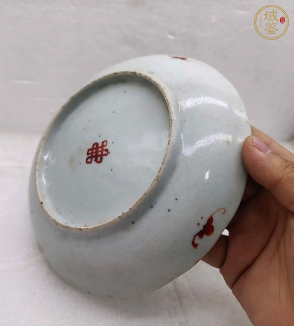 古玩陶瓷清晚期粉彩竹紋盤真品鑒賞圖