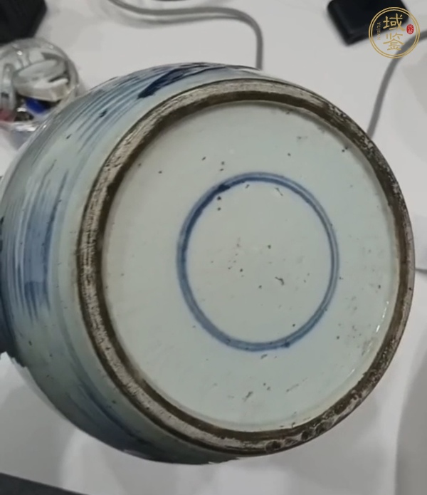 古玩陶瓷青花山水人物紋罐，模糊，偏老真品鑒賞圖