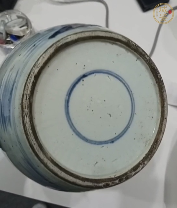 古玩陶瓷青花山水人物紋罐，模糊，偏老真品鑒賞圖