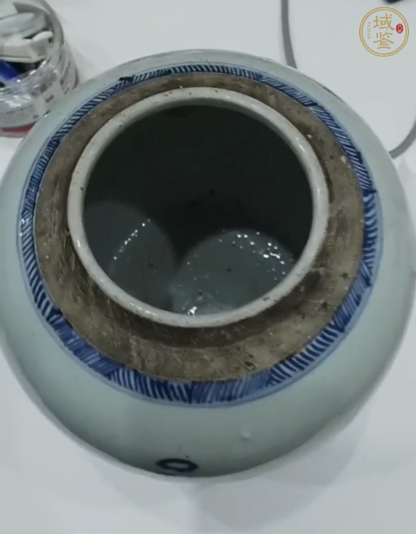 古玩陶瓷青花山水人物紋罐，模糊，偏老真品鑒賞圖