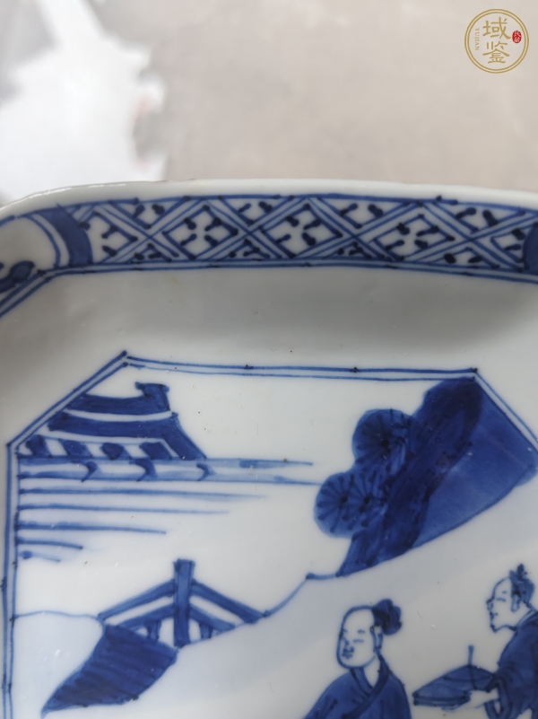古玩陶瓷高士圖青花盤真品鑒賞圖