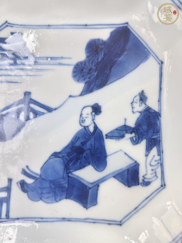古玩陶瓷高士圖青花盤真品鑒賞圖