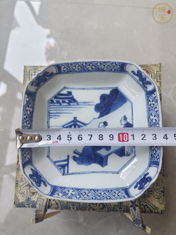 古玩陶瓷高士圖青花盤真品鑒賞圖