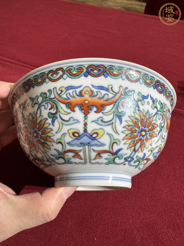 古玩陶瓷青花斗彩福壽花卉紋碗真品鑒賞圖