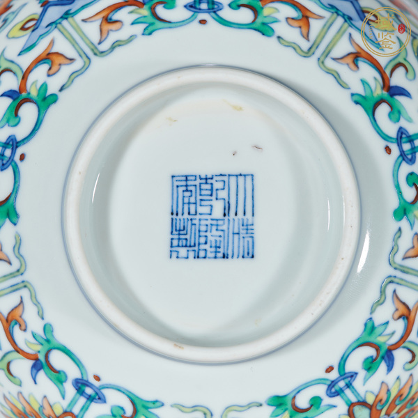 古玩陶瓷青花斗彩福壽花卉紋碗真品鑒賞圖