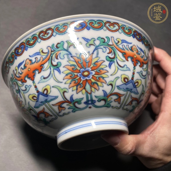 古玩陶瓷青花斗彩福壽花卉紋碗真品鑒賞圖