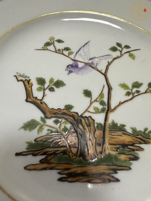 古玩陶瓷粉彩花鳥紋盤真品鑒賞圖