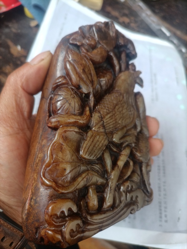古玩玉器和田玉雕“花鳥”擺件拍賣，當(dāng)前價(jià)格888元