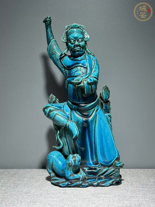 古玩陶瓷孔雀蘭釉人物雕塑像真品鑒賞圖