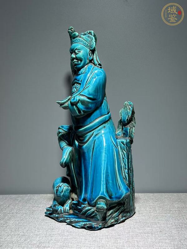 古玩陶瓷孔雀蘭釉人物雕塑像真品鑒賞圖