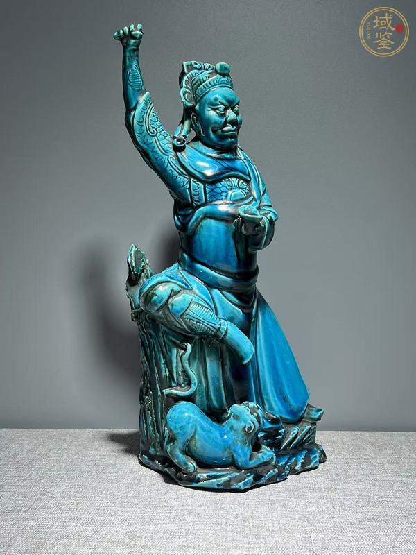 古玩陶瓷孔雀蘭釉人物雕塑像真品鑒賞圖