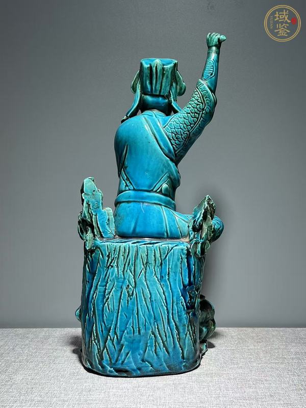古玩陶瓷孔雀蘭釉人物雕塑像真品鑒賞圖