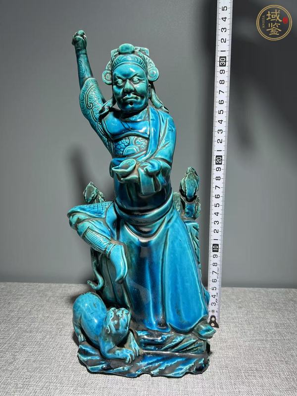 古玩陶瓷孔雀蘭釉人物雕塑像真品鑒賞圖