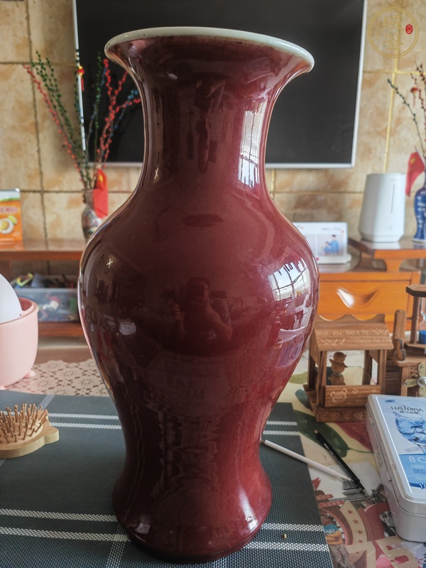 古玩陶瓷郎紅釉觀音瓶真品鑒賞圖