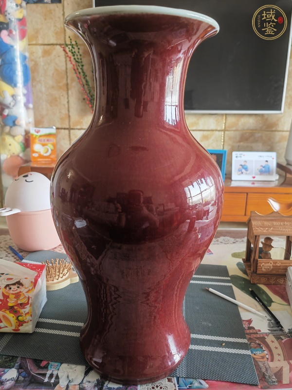 古玩陶瓷郎紅釉觀音瓶真品鑒賞圖
