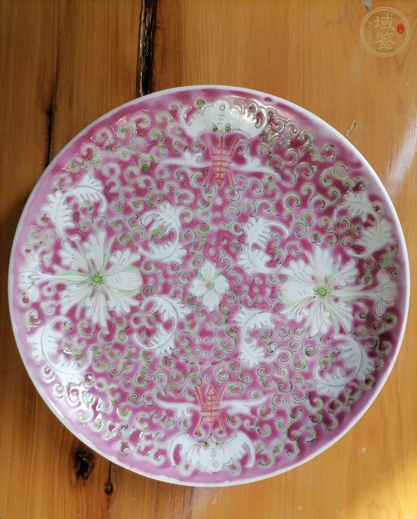 古玩陶瓷粉彩寶相花福壽紋杯碟套真品鑒賞圖