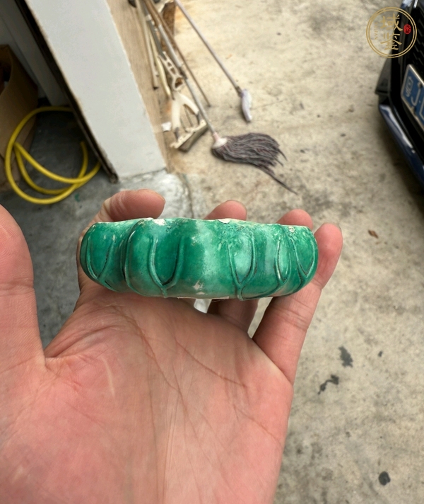 古玩陶瓷綠釉荷葉洗真品鑒賞圖