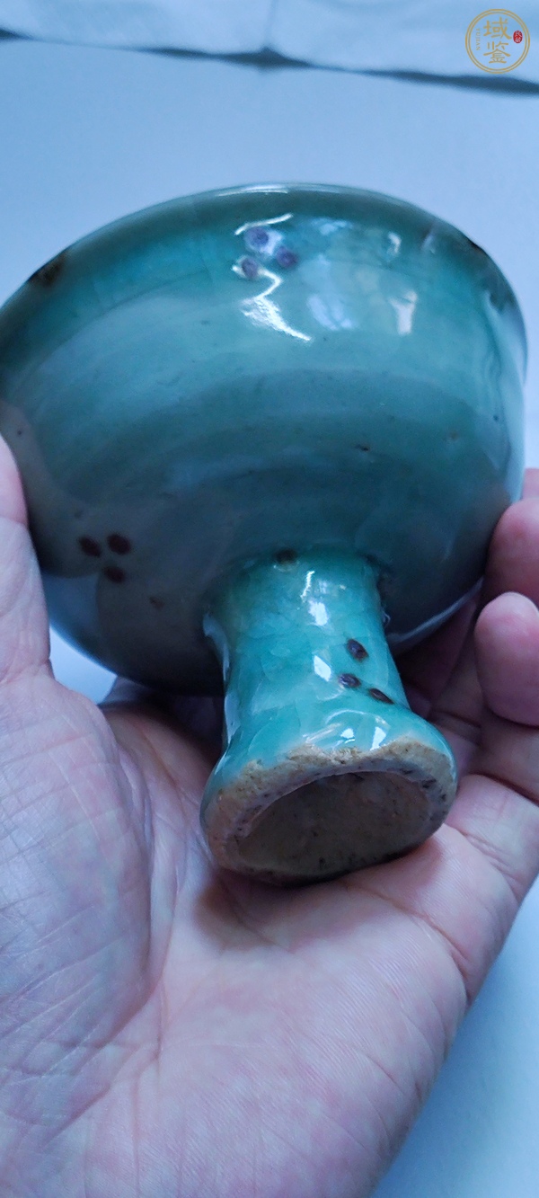 古玩陶瓷龍泉青瓷褐彩高足杯真品鑒賞圖