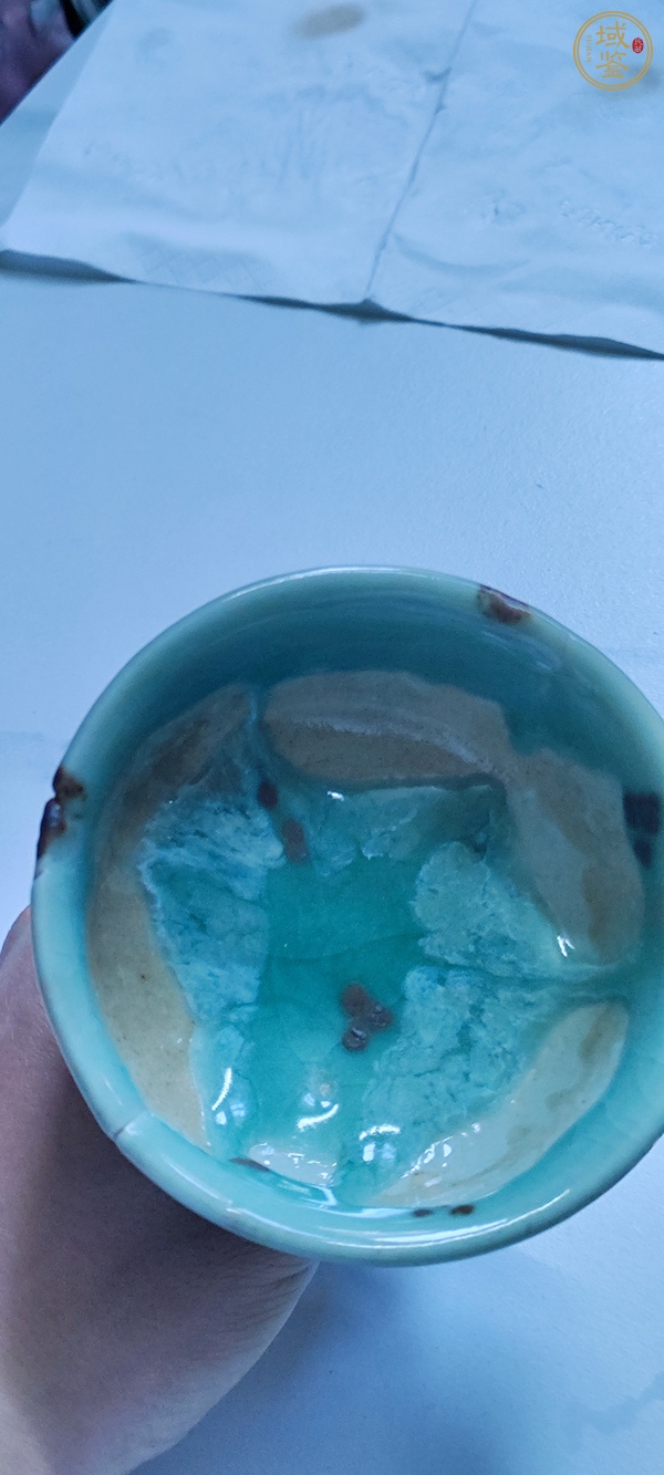 古玩陶瓷龍泉青瓷褐彩高足杯真品鑒賞圖