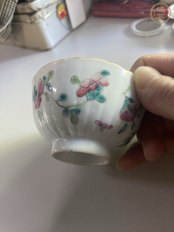 古玩陶瓷粉彩蟲草紋茶碗真品鑒賞圖