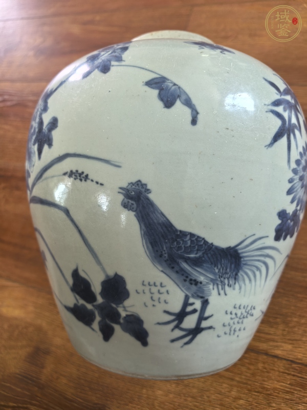 古玩陶瓷青化牡丹雞罐真品鑒賞圖