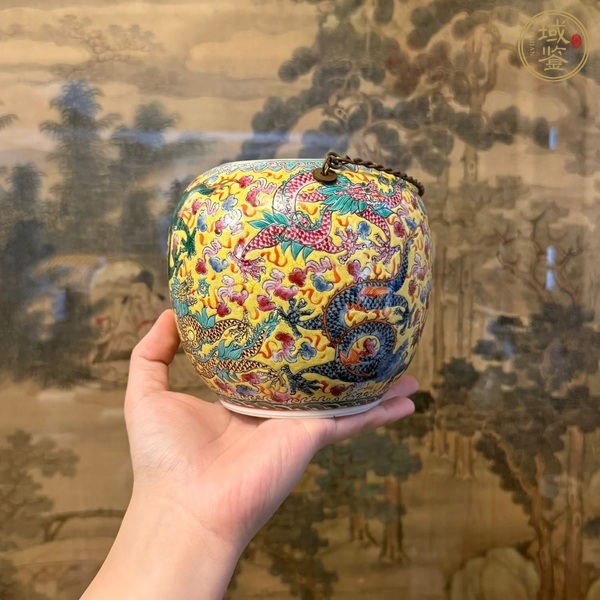 古玩陶瓷粉彩龍紋溫酒器真品鑒賞圖