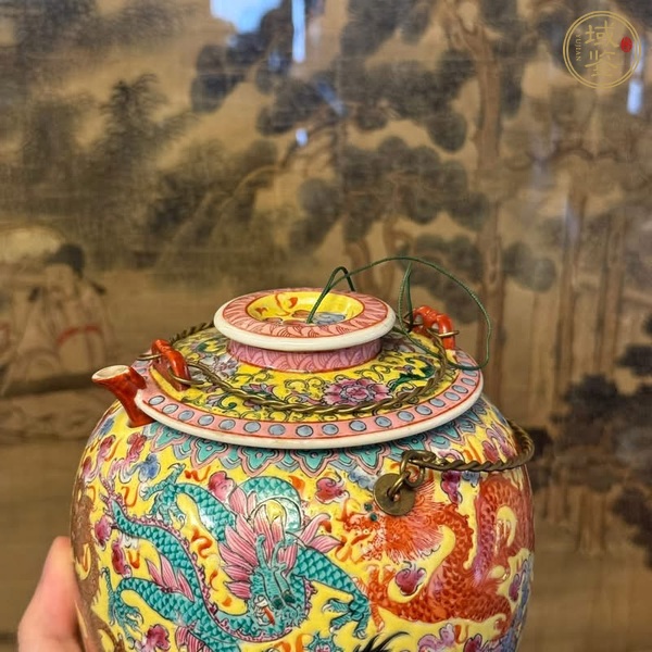 古玩陶瓷粉彩龍紋溫酒器真品鑒賞圖