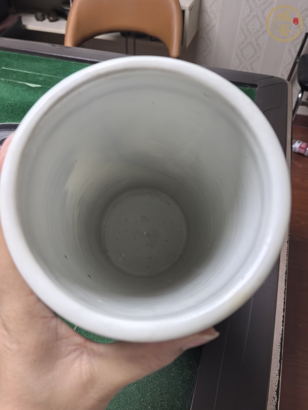 古玩陶瓷淺絳山水紋帽筒真品鑒賞圖