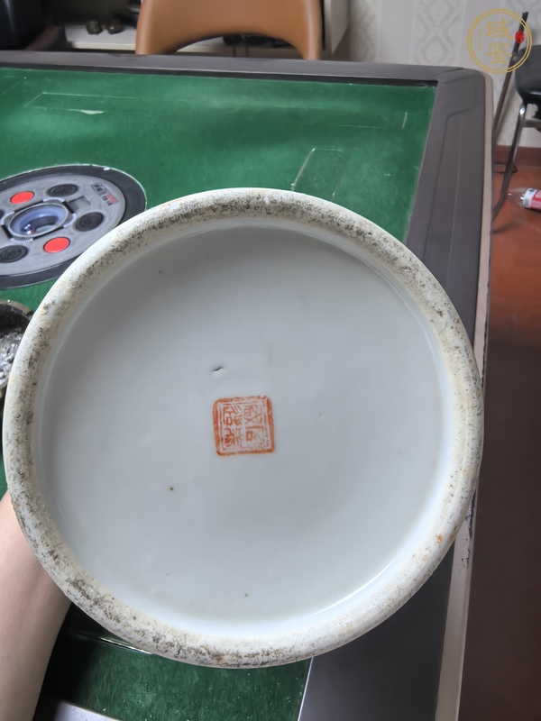 古玩陶瓷淺絳山水紋帽筒真品鑒賞圖