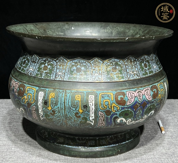 古玩銅器景泰藍銅盆真品鑒賞圖
