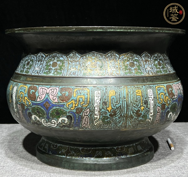 古玩銅器景泰藍銅盆真品鑒賞圖
