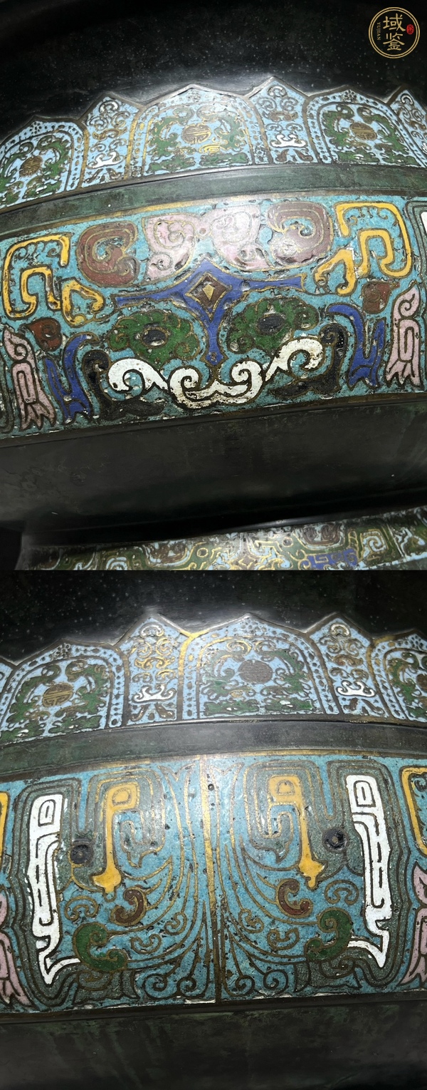 古玩銅器景泰藍銅盆真品鑒賞圖