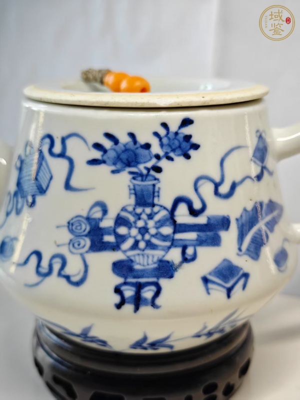 古玩陶瓷青花博古圖茶壺真品鑒賞圖