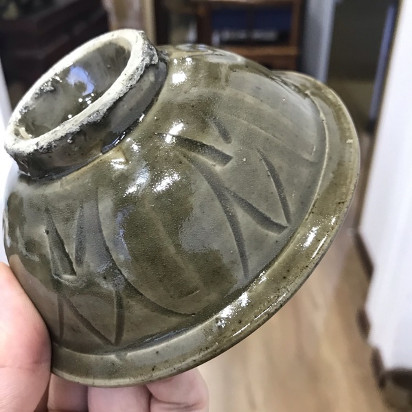 古玩陶瓷耀州窯姜黃釉蓮瓣紋茶盞拍賣,當(dāng)前價格1000元