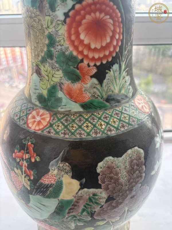 古玩陶瓷花鳥紋五彩花觚真品鑒賞圖