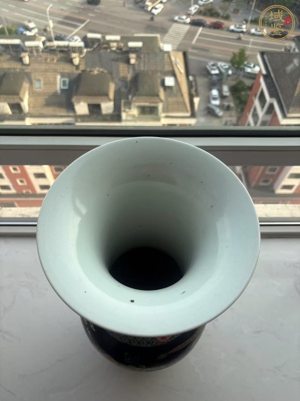 古玩陶瓷花鳥紋五彩花觚真品鑒賞圖